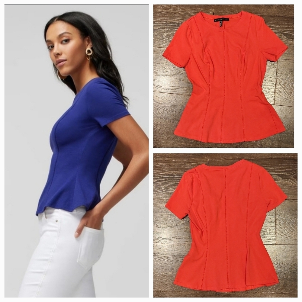 ❤️ WHITE HOUSE BLACK MARKET PINK BODICE TEE / TOP, XXS